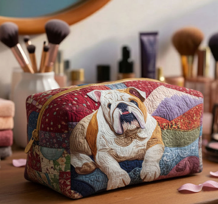 ブルドッグのぬくもり キルトポーチ
